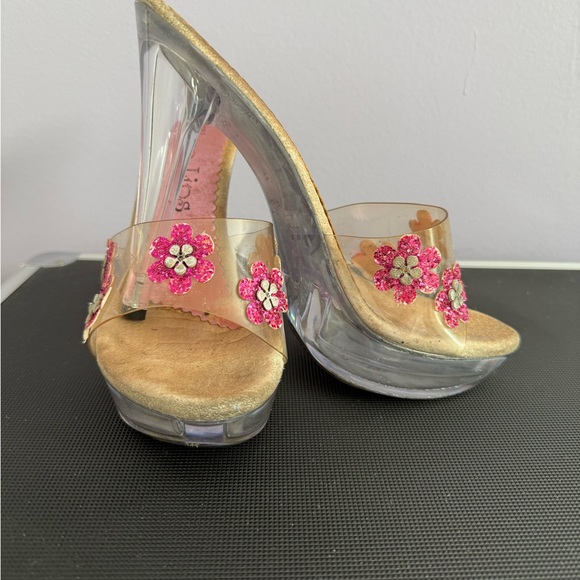 Vintage Victoria secrets two lips stiletto slides size 6 lucite pink sparkle - Picture 13 of 16